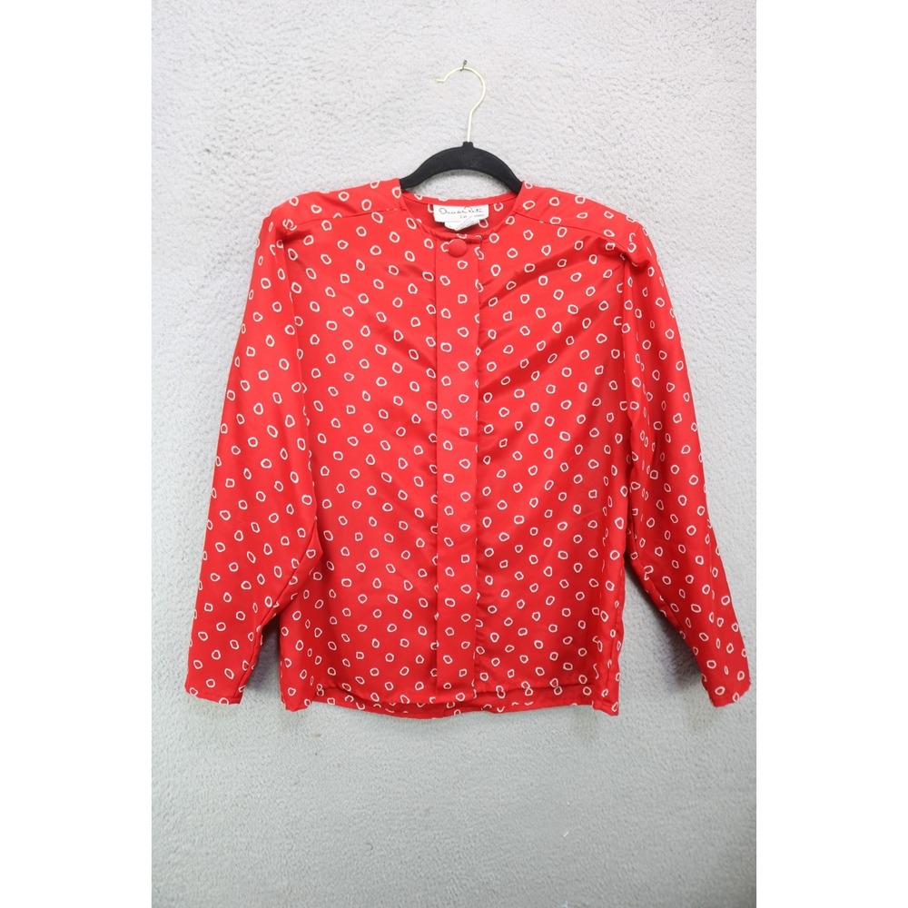 Vintage Oscar de la Renta Expressions Hidden Button-Up Blouse-Sz 6-Office-80's